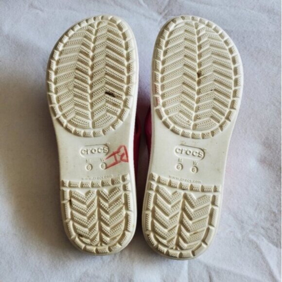Crocs Pink and White CitiLane Unisex Flip Flop Slippers Size W8/M6 - Picture 6 of 7